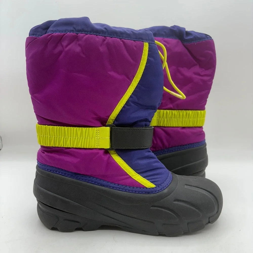 Sorel Flurry Youth Snow Boots Purple Magenta Yellow Size 4 Kids‎ Winter Warm